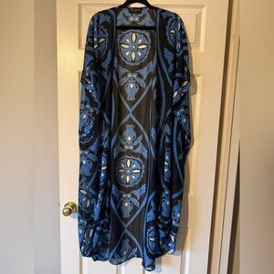Lane Bryant Full Length Black and Blue Duster/Kimono, One Size